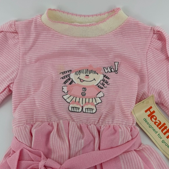 Vintage 80s 90s Health-Tex Little Girl Pink White Striped Dress, NWT, Girls 3T - Picture 3 of 8